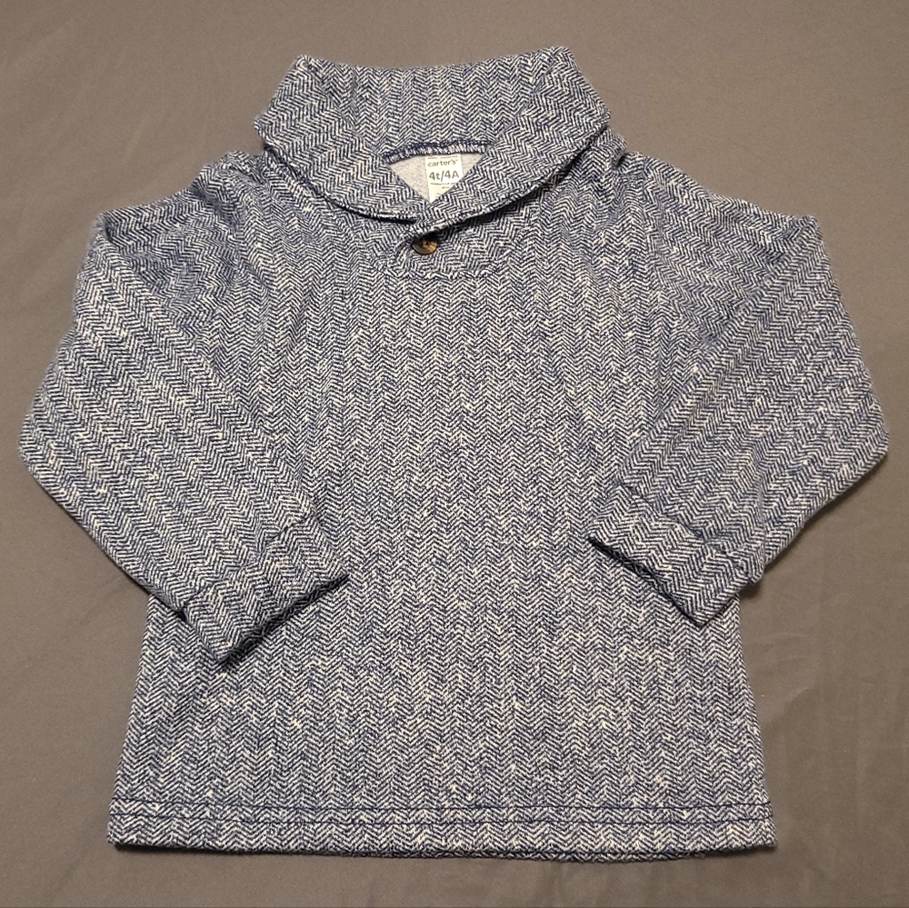 Carter's | Navy And White Herringbone Cardigan